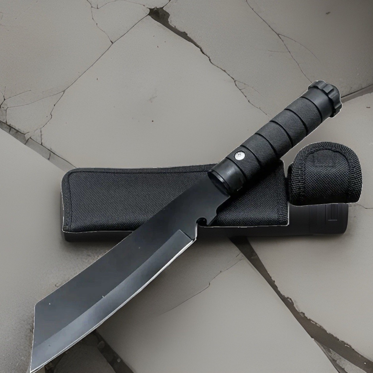 12.2 Inch Hunting Knife Steel Blade Nylon Sheath Straight Edged BN