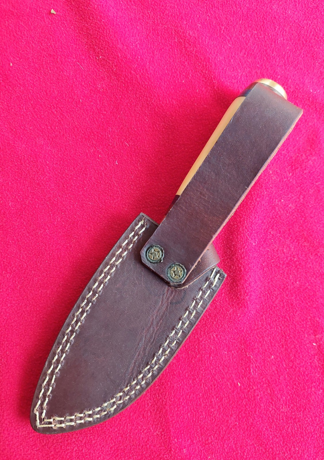 8.5″ Handmade Every Day Carry , Damascus Steel, Bone Grip & Leather Sheath
